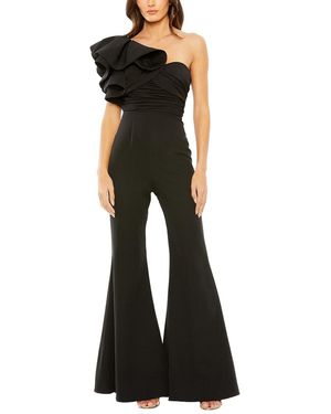 Mac Duggal One Shoulder Ruffle Detail Jumpsuit - Black
