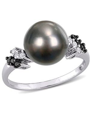 Pearls 10K 0.13 Ct. Tw. Diamond 9-9.5Mm Pearl Ring - Multicolour
