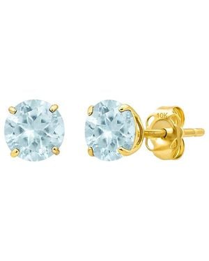 MaxColor 14K 1.20 Ct. Tw. Aquamarine Stud Earrings - Blue