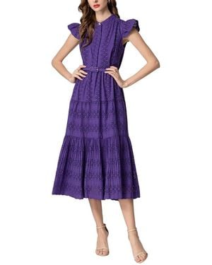 BURRYCO Short Sleeve Midi Dress - Purple