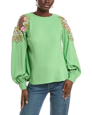Oscar de la Renta Silk-Blend Blouse - Green