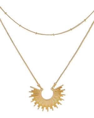 Liv Oliver 18k Plated Sunburst Necklace - Metallic