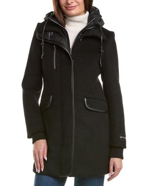 Pajar Button Front Wool-Blend Coat - Black