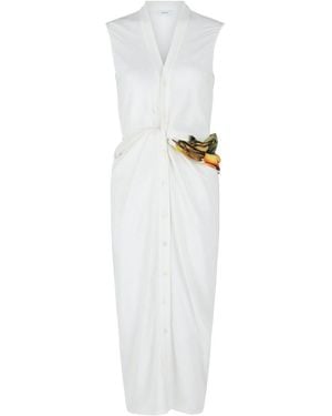 Ferragamo Twisted Belt Midi Dress - White