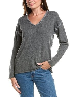 Johnny Was The Whipstitch V-Neck Cashmere Pullover - Grey