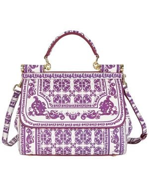 Tiffany & Fred Paris Saffiano Painted Leather Top-Handle Satchel - Purple