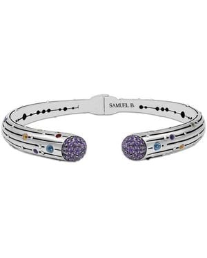 Samuel B. Silver 2.56 Ct. Tw. Gemstone Scattered Bangle Bracelet - White
