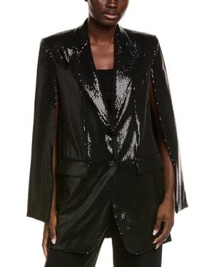 Michael Kors Sequin Silk-Blend Cape Jacket - Black