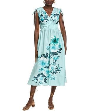 Maison Tara Stretch Poplin Midi Dress - Blue
