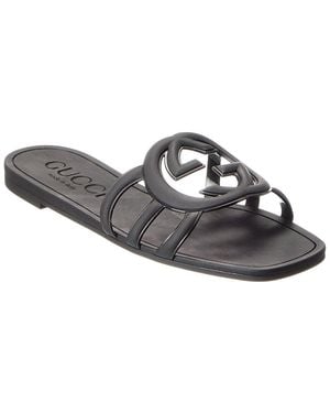 Gucci Interlocking G Rubber Sandal - Grey