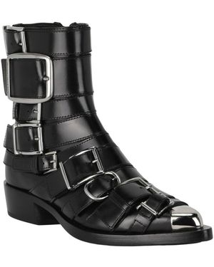 McQueen Strappy Punk Leather Bootie - Black