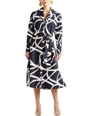 Natori Spiral Taffeta Oversized Shirtdress - White