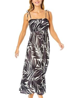Anne Cole Smocked Shoulder Tie Dress - Black