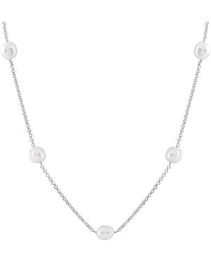 Splendid Rhodium Plated Silver 10-11mm Freshwater Pearl Necklace - Natural