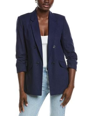 Jones New York Scrunch Sleeve Linen-Blend Jacket - Blue