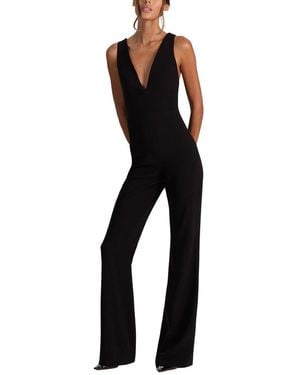 Alice + Olivia Nova Deep V Neck Cape Jumpsuit - Black