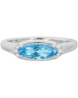 Diamond Select Cuts 14K Diamond .05 Ct. & 1.13 Ct. Topaz Ring - Blue