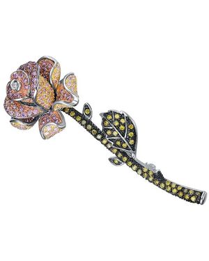 Genevive Jewelry Silver Cz Statement Pin - Metallic