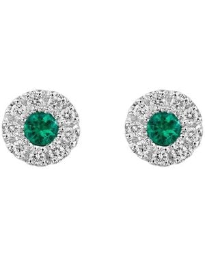 Diamond Select Cuts 14K Diamond .15 Ct. & .12 Ct. Emerald Earrings - Green
