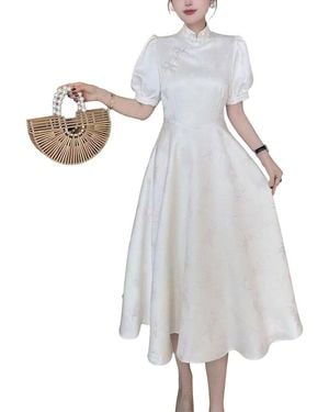 Adele Berto Silk-Blend Midi Dress - White
