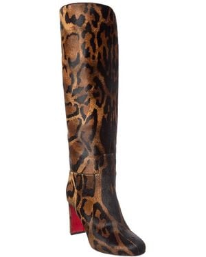 Christian Louboutin Loo Botta 85 Haircalf Knee-High Boot - Brown