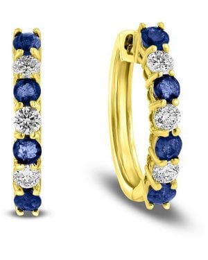 LEVARON 14K 1.15 Ct. Tw. Diamond & Sapphire Earrings - Metallic
