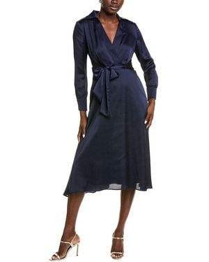 Tahari Tie Waist Midi Dress - Blue