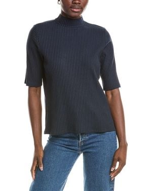 Eileen Fisher Mock Neck Elbow Sleeve Top - Blue