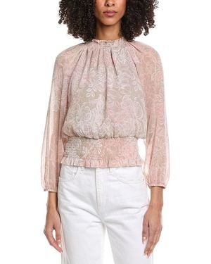 Laundry by Shelli Segal Printed Smocked Blouse - Red