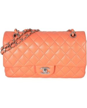 CHANEL Quilted Lambskin Medium Classic Double Flap Bag (Authentic Pre- Loved) - Orange