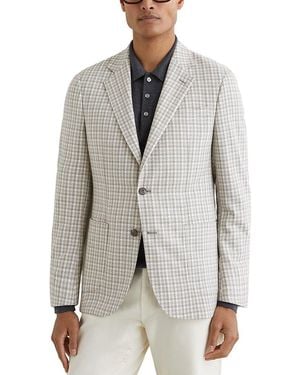 Reiss Canty Notch Dogtooth Formal Jacket - Grey