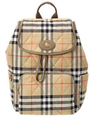 Burberry Horseshoe Quilted Canvas & Leather Backpack - Natural