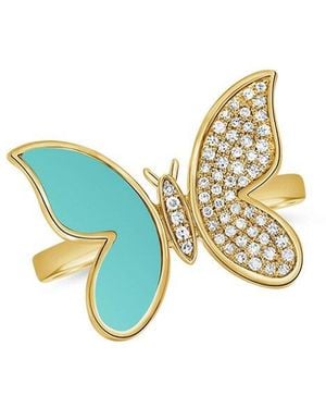 Sabrina Designs 14k 1.01 Ct. Tw. Diamond & Turquoise Butterfly Ring - Blue