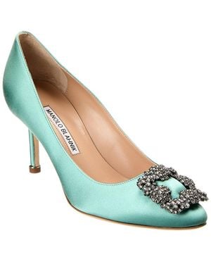 Manolo Blahnik Embellished Satin Hangisi Pumps - Blue