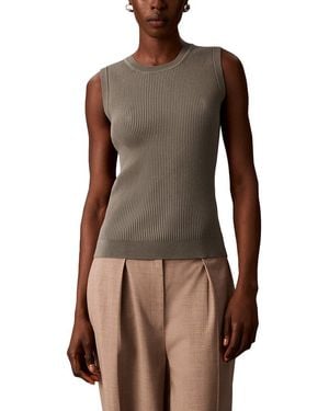 Calvin Klein Petite Rib Crew Neck Tank - Brown