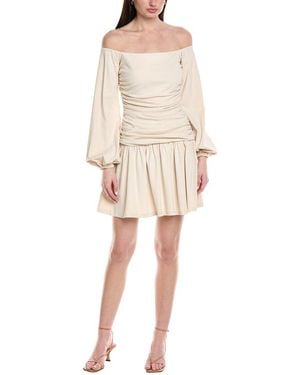 Susana Monaco Off-Shoulder Poet Low-Waist Mini Dress - Natural