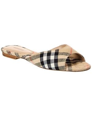 Burberry Mews Check Linen Sandal - Natural