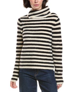 Vince Camuto Striped Turtleneck Top - Black
