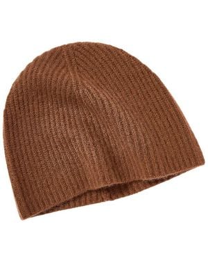 Phenix Rib Knit Cashmere Beanie - Brown