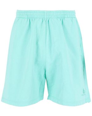 Balenciaga Logo-Detail Embroidered Sweat Short - Blue