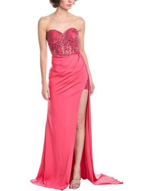 Jovani Beaded Bodice Gown - Pink