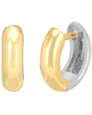 Gabi Rielle Shining Moment 14k Over Silver Cz Celestial Blend Huggie Earrings - White