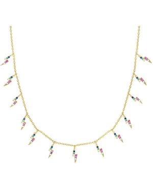 Sphera Milano 18K Over Cz Lightning Bolt Necklace - Metallic