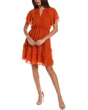 Nanette Lepore Clipped Dot Mini Dress - Orange