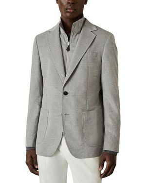 Reiss Patch Notch Gilet Wool- Blend Blazer - Grey