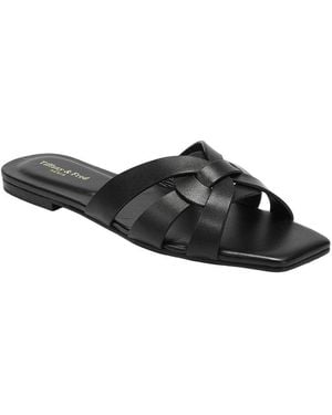 Tiffany & Fred Paris Leather Slide Sandal - Black