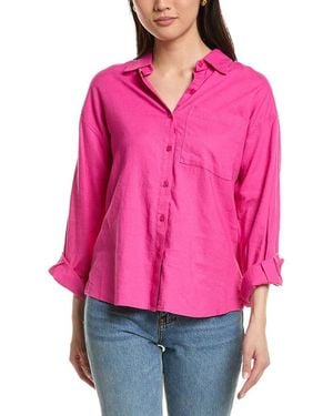 Z Supply Alfie Button Up Linen-Blend Shirt - Pink
