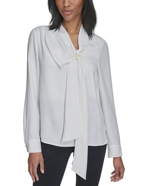 Halston Neck Tie Blouse - Gray