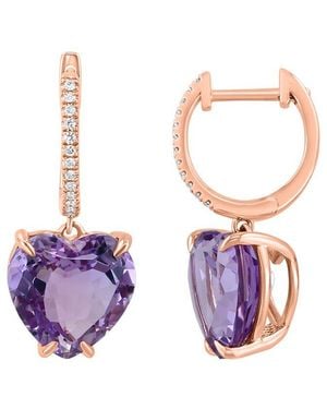 Effy Fine Jewelry 14K Rose 6.87 Ct. Tw. Diamond & Amethyst Earrings - Multicolour