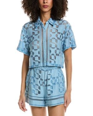 Jonathan Simkhai Makaia Cropped Shirt - Blue